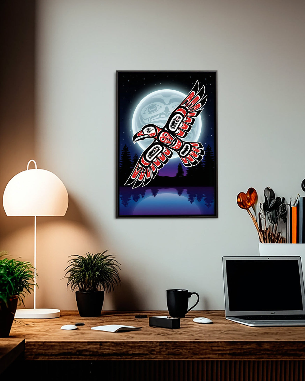 Native Raven Art Poster - Canvas