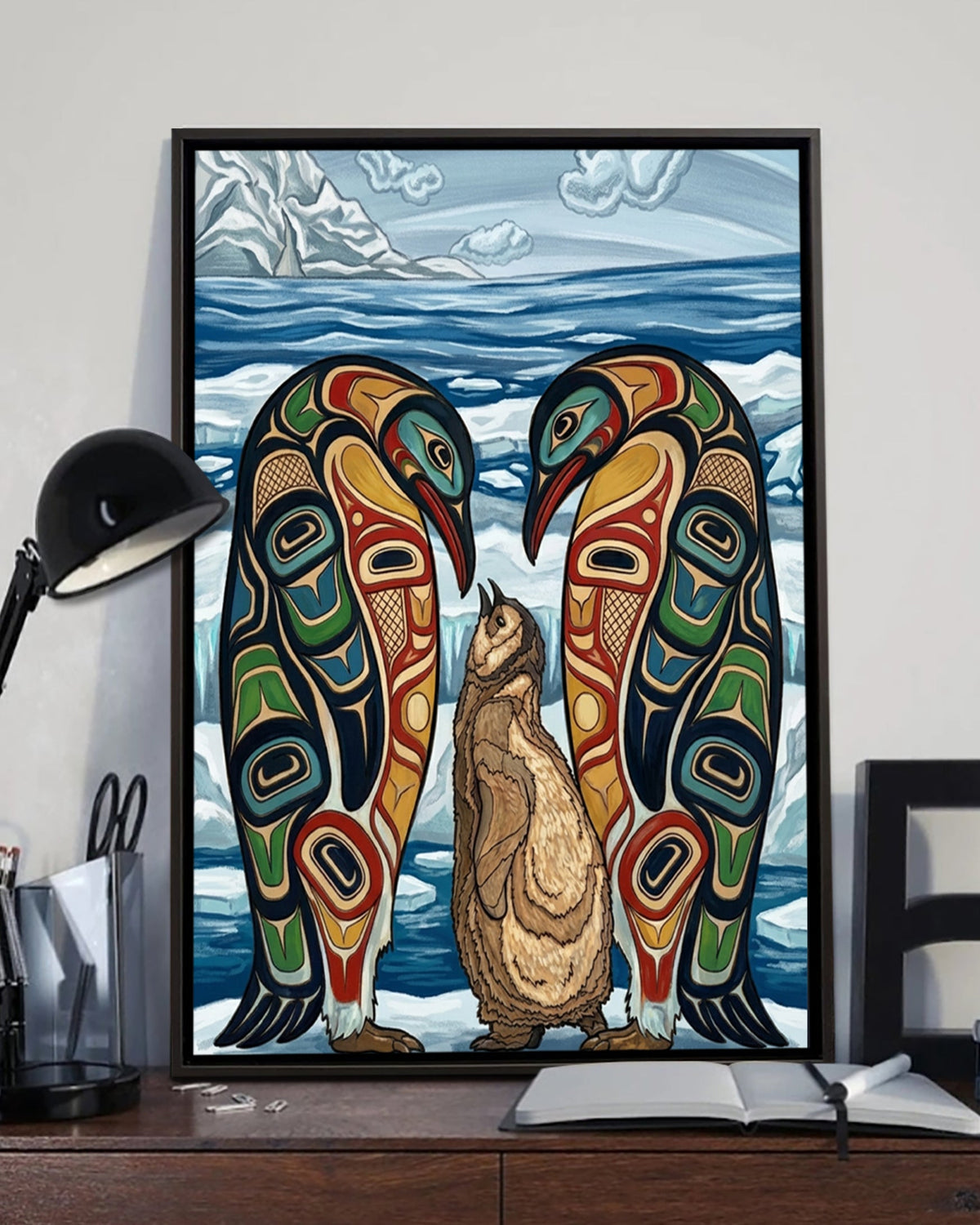 Native Penguin Art Poster - Canvas