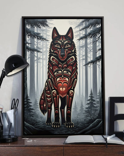 Native Wolf Art Poster - Canvas