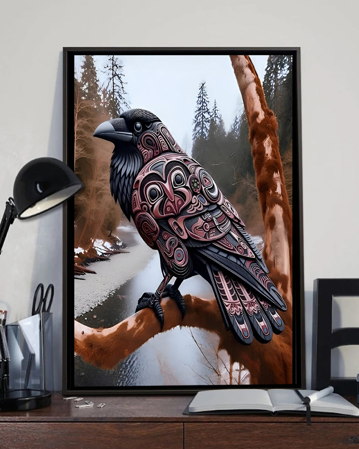 Native Raven Art Poster - Canvas