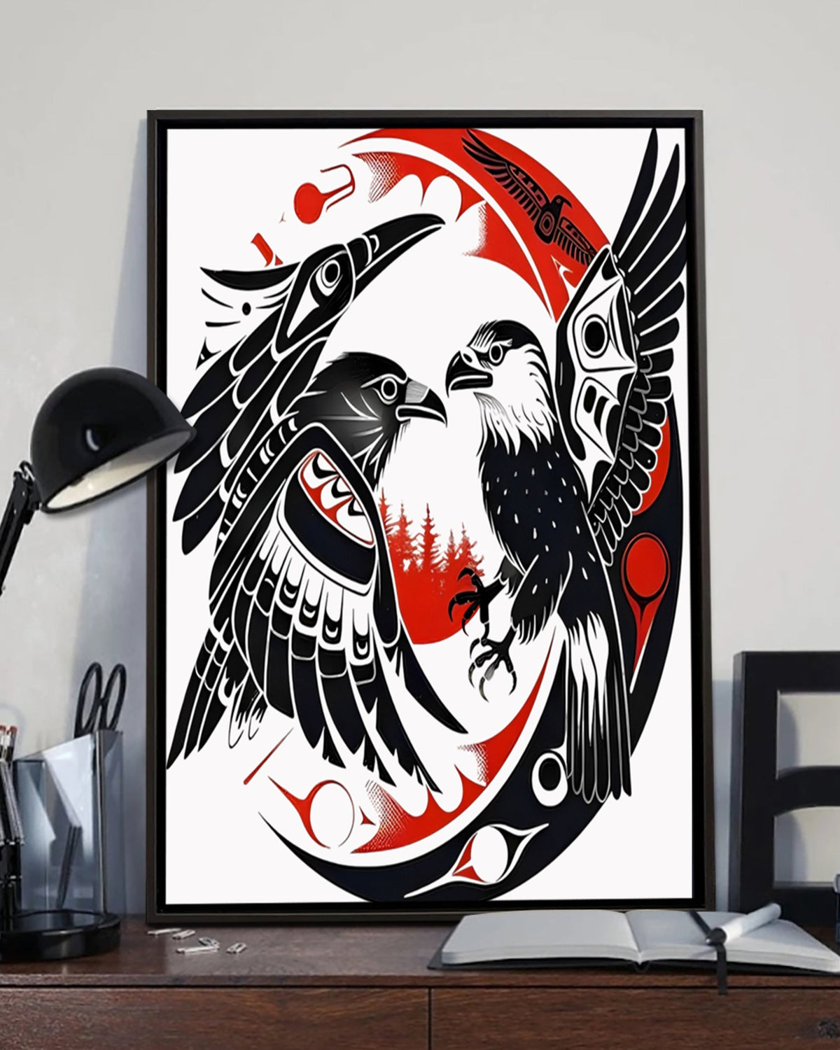 Native Raven Art Poster - Canvas