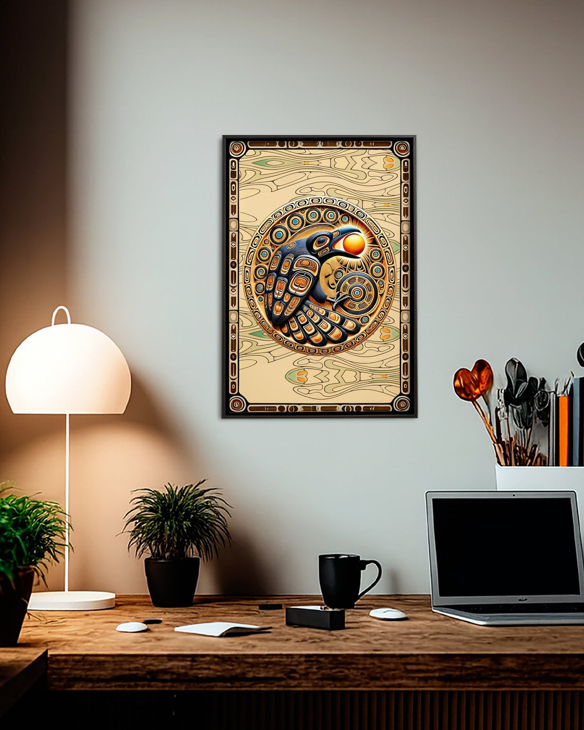 Native Raven Art Poster - Canvas