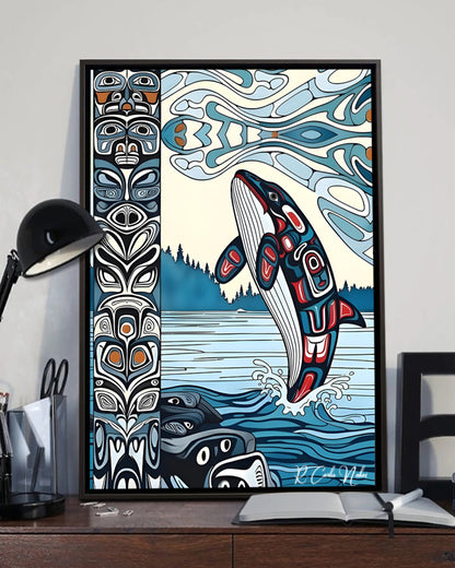 Native Orca Art Poster - Canvas