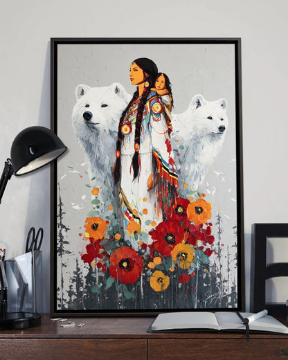 Strength of the Bear and Blossoms Poster - Canvas