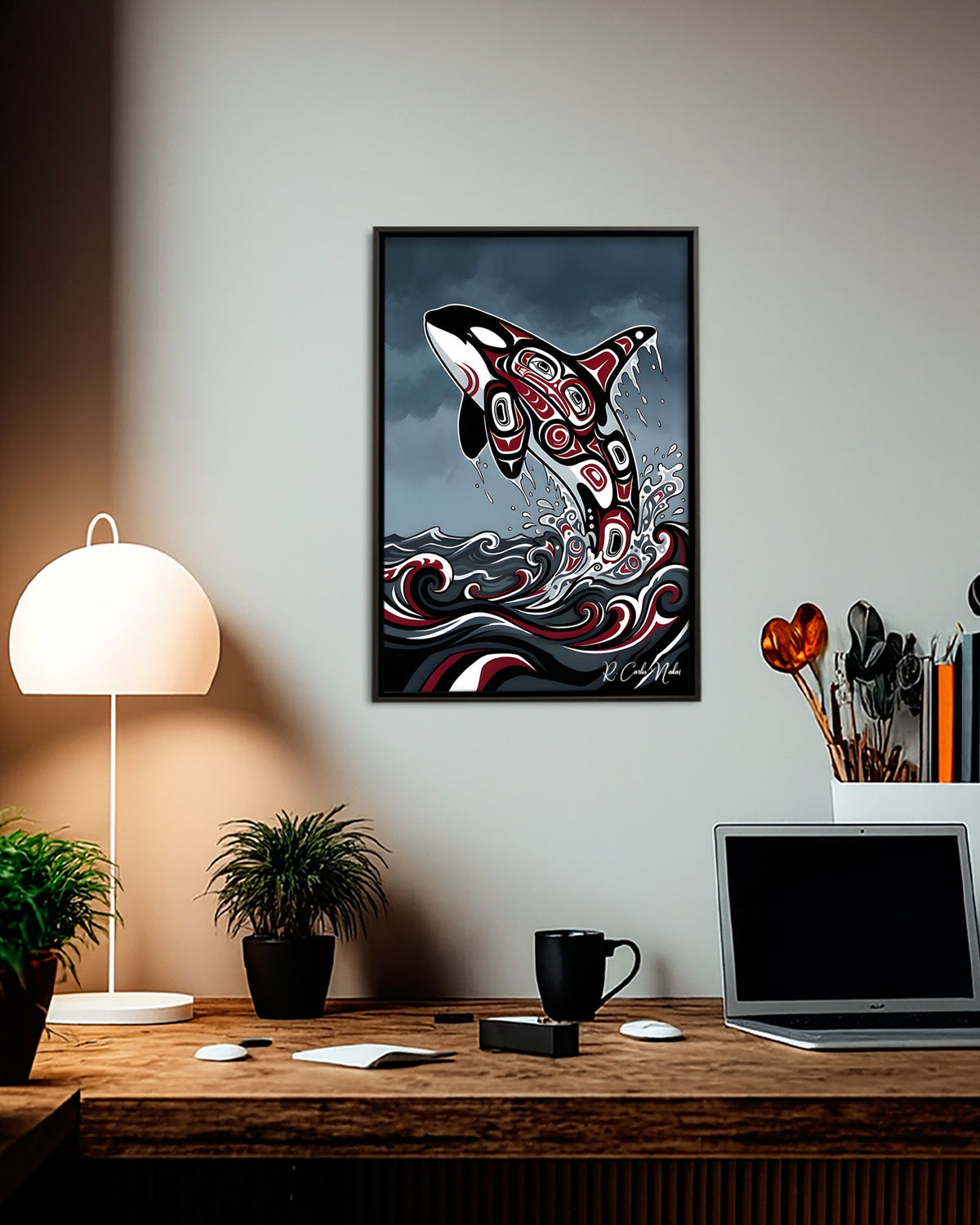 Native Orca Art Poster - Canvas