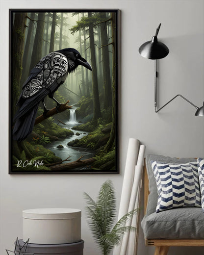 Native Raven Art Poster - Canvas