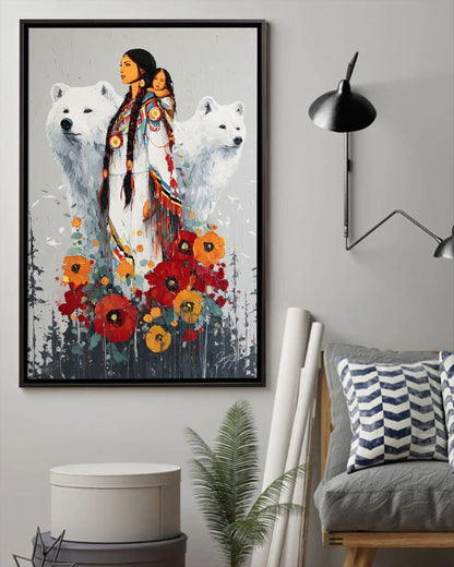 Strength of the Bear and Blossoms Poster - Canvas