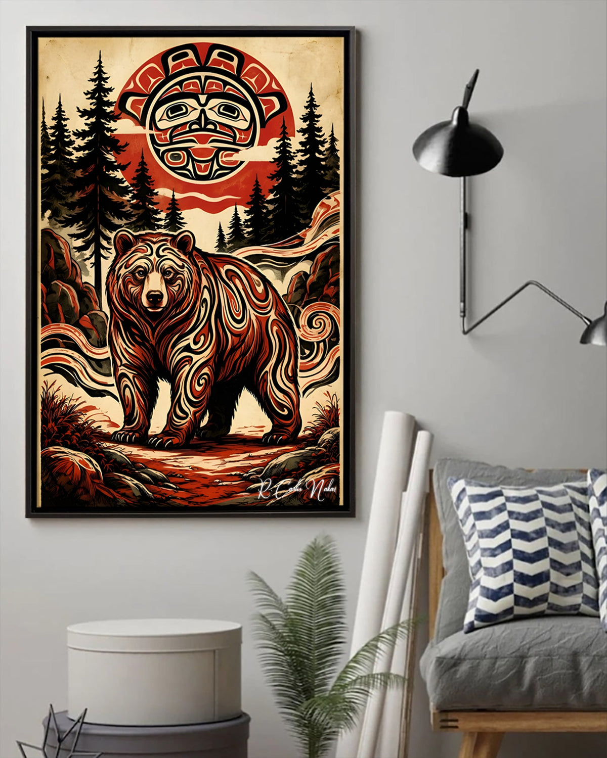 Native Bear Art Poster - Canvas