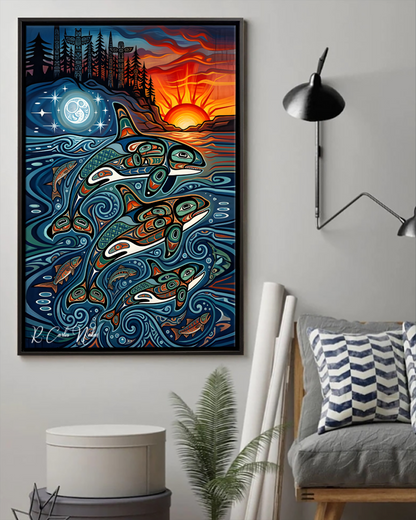 Native Orca Art Poster - Canvas