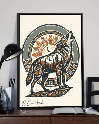 Native Wolf Art Poster - Canvas