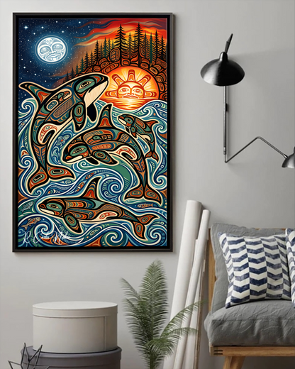 Native Orca Art Poster - Canvas