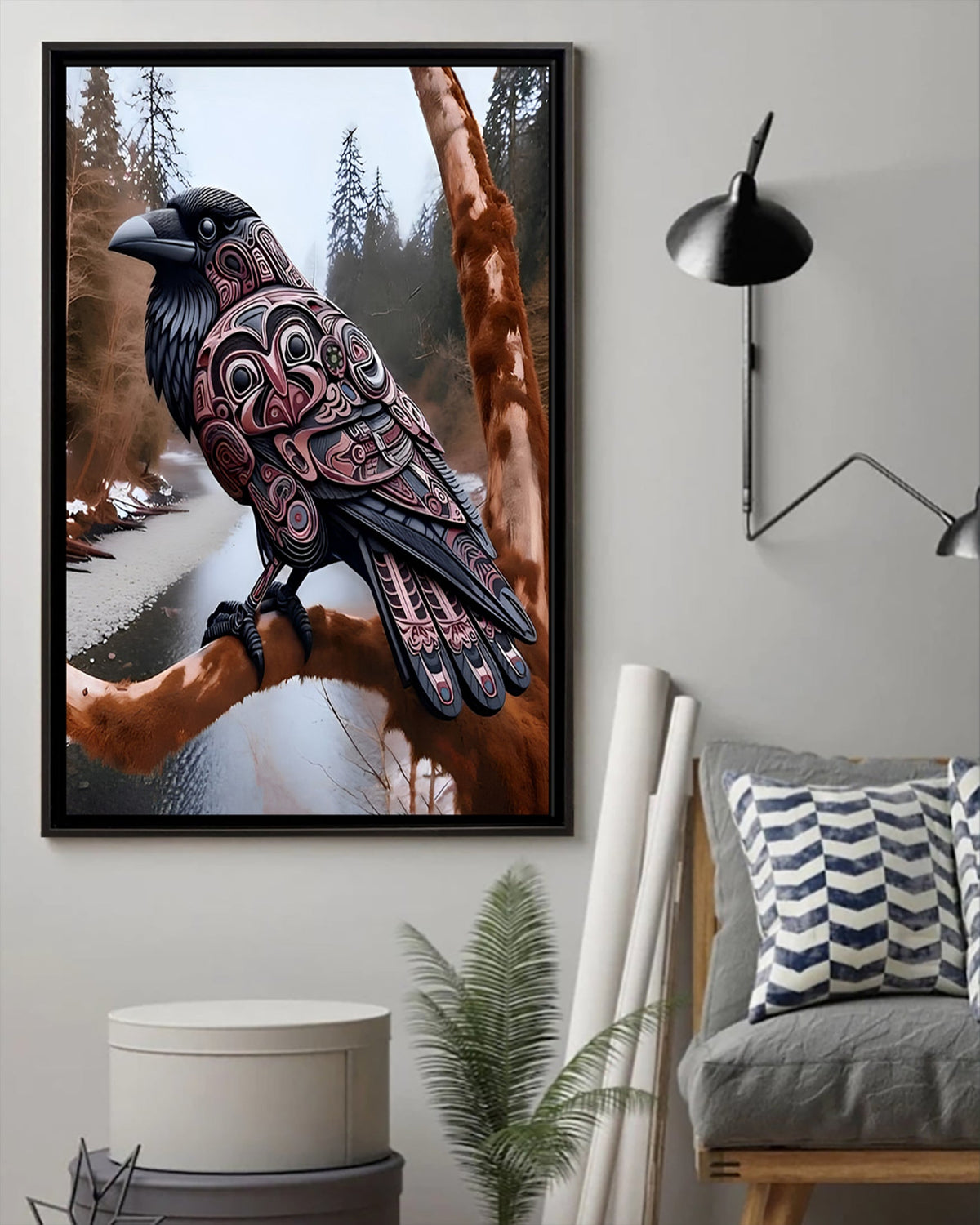 Native Raven Art Poster - Canvas