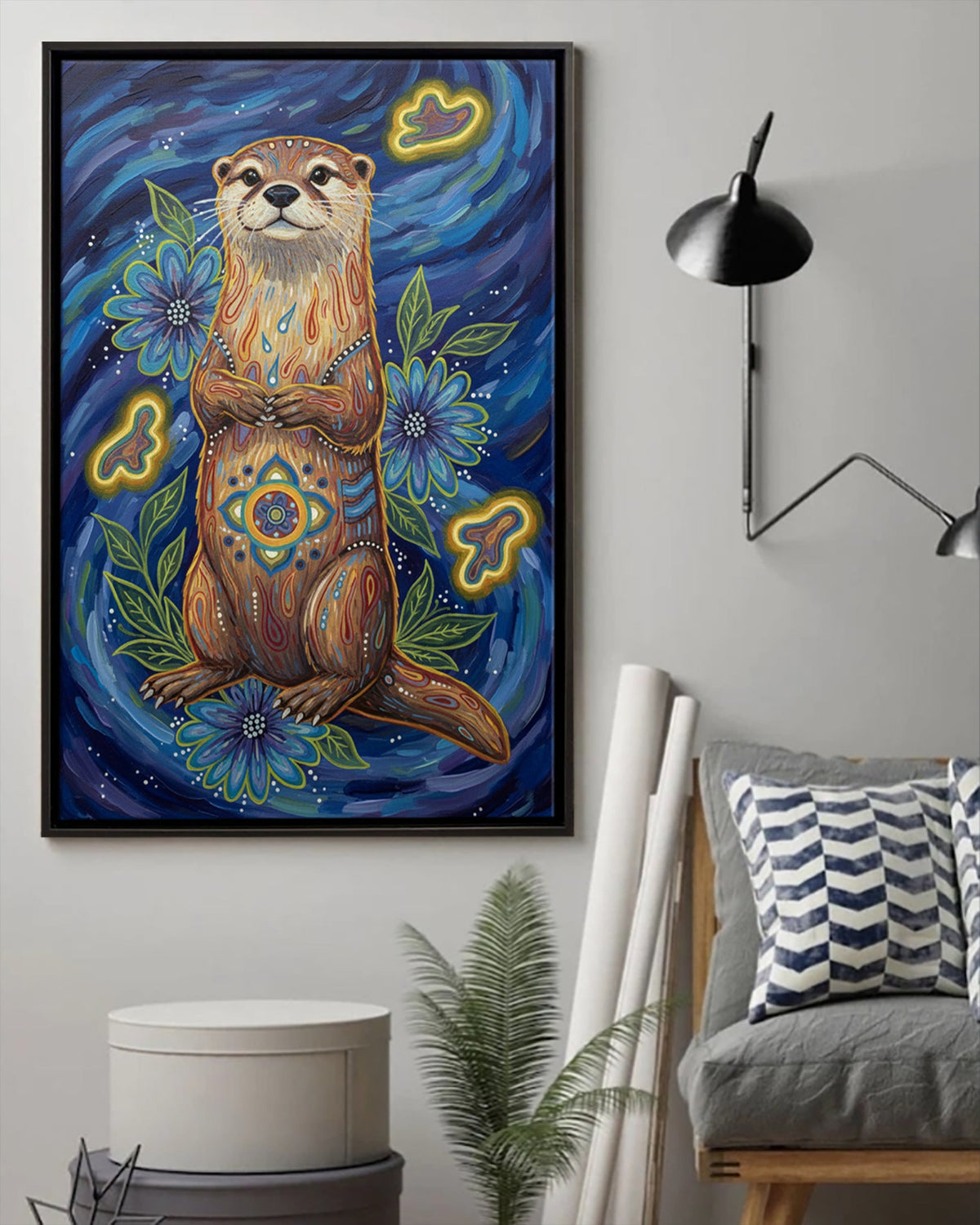 Native Otter Art Poster - Canvas