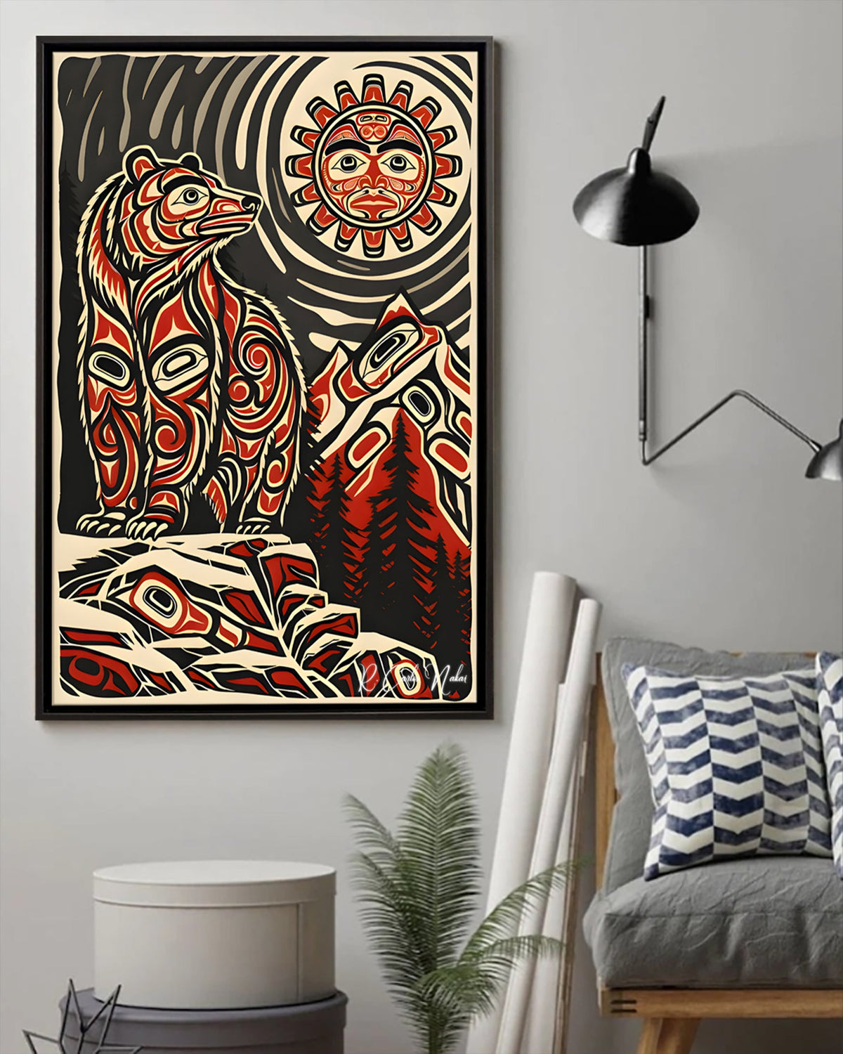 Native Bear Art Poster - Canvas