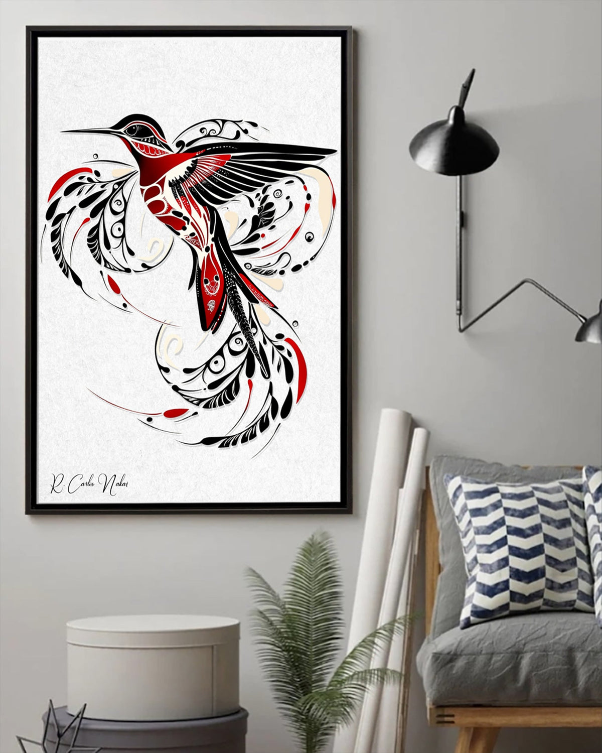 Native Hummingbird Art Poster - Canvas