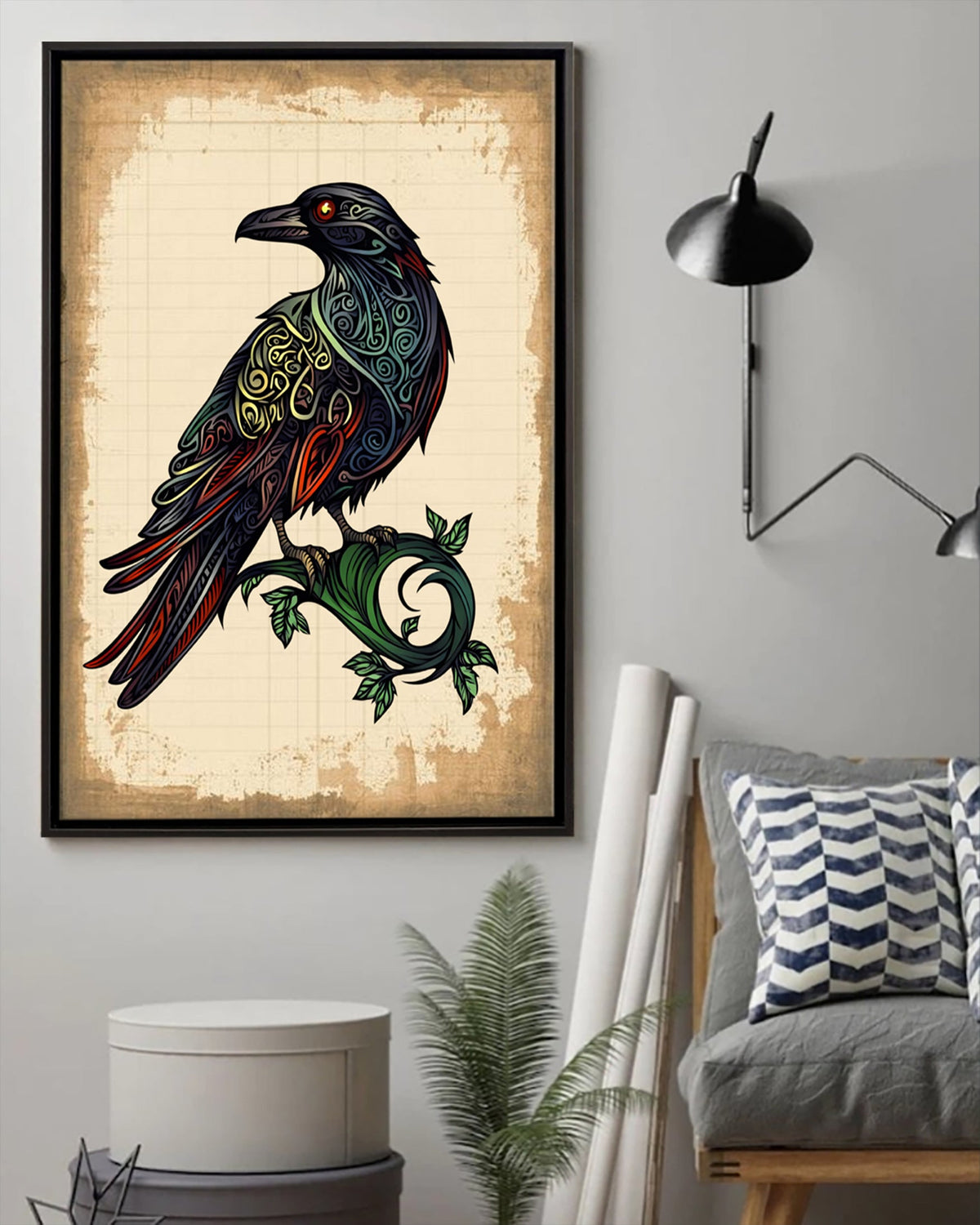 Native Raven Art Poster - Canvas