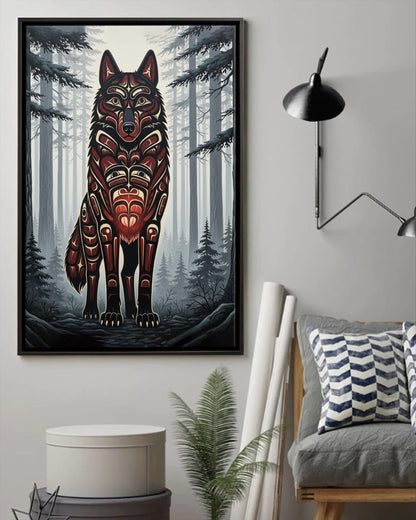 Native Wolf Art Poster - Canvas