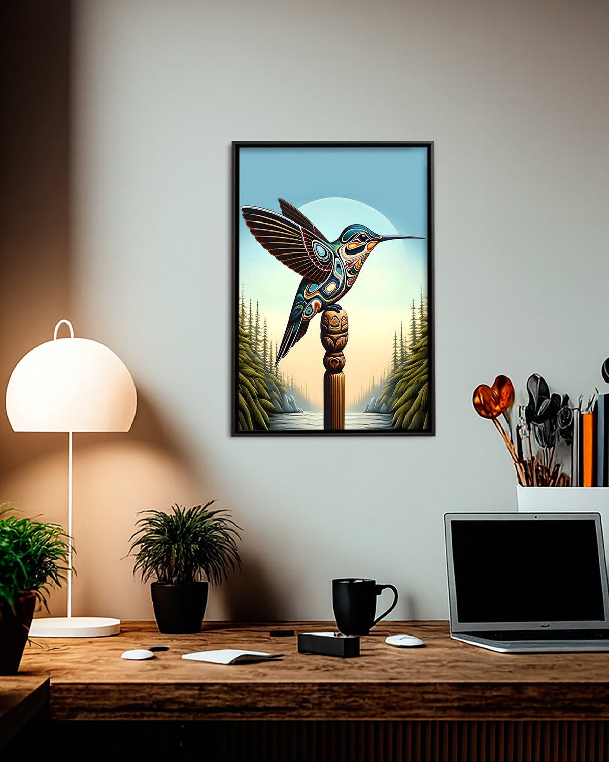 Native Hummingbird Art Poster - Canvas