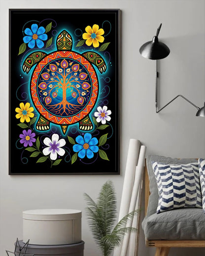 Native Turtle Art Poster - Canvas