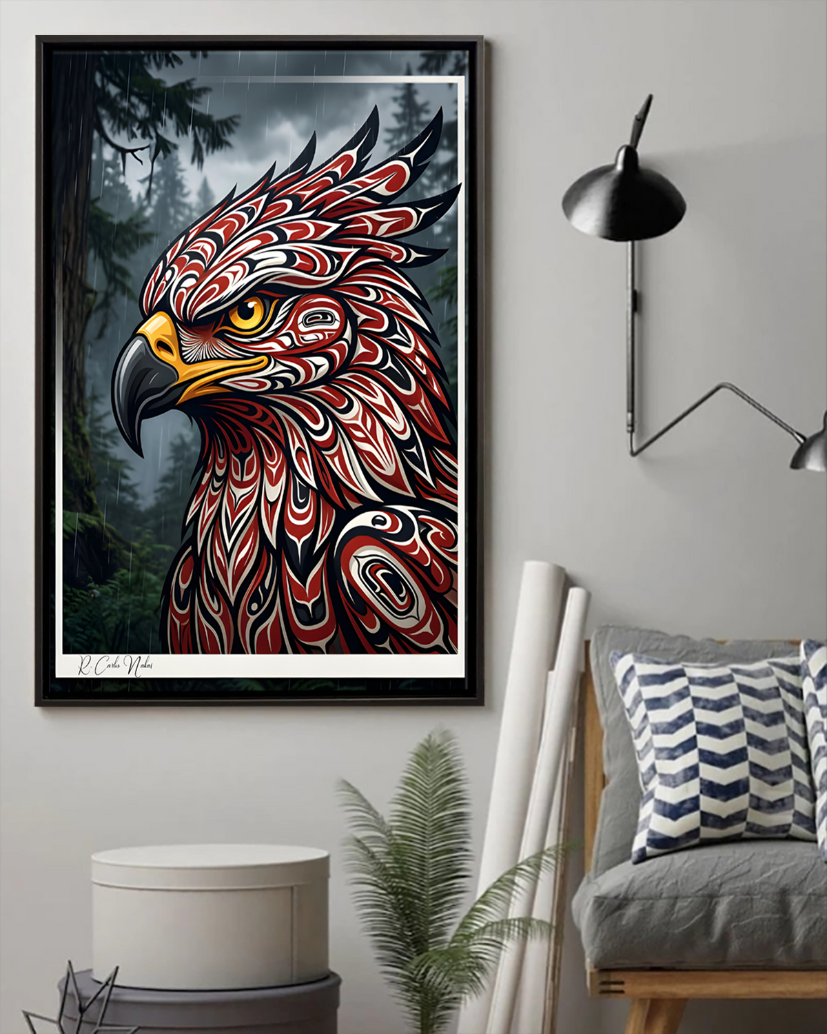Native Eagle Art Poster - Canvas