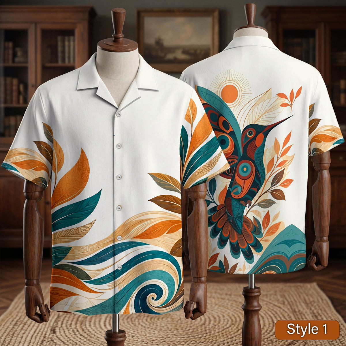 Native Hummingbird Pattern Hawaiian Shirt for Adults & Kids