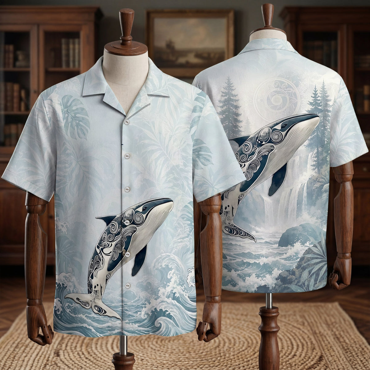 Native Orca Pattern Hawaiian Shirt for Adults & Kids