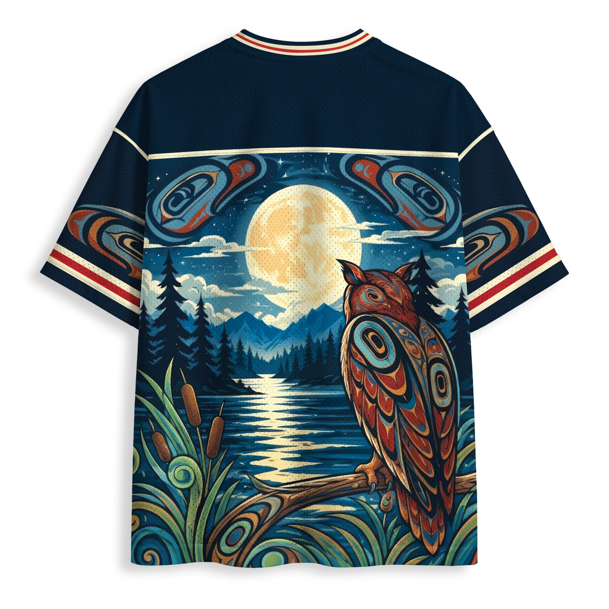 Moonlit Owl Wisdom Mesh Jersey Unisex Shirt