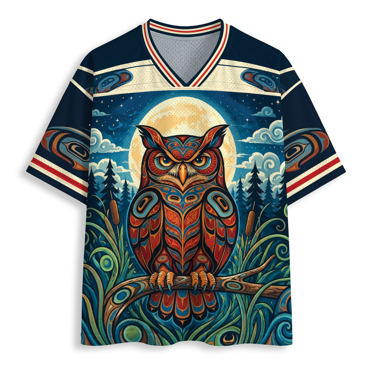 Moonlit Owl Wisdom Mesh Jersey Unisex Shirt