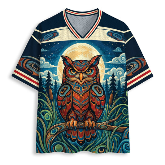 Moonlit Owl Wisdom Mesh Jersey Unisex Shirt
