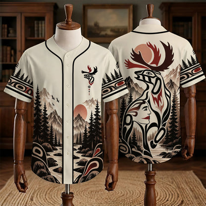 Caribou Spirit & Mountain Heritage Baseball Jersey Unisex Shirt