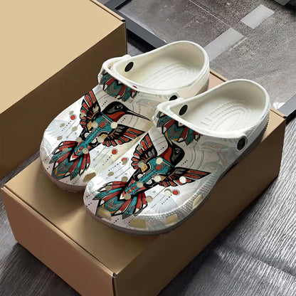 Native Hummingbird Pattern Clogs Shoes for Adults & Kids