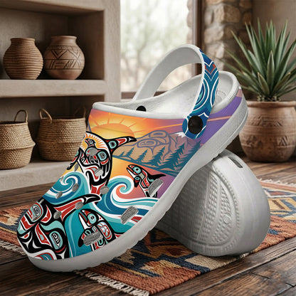 Native Orca Art Clogs Shoes for Adults & Kids
