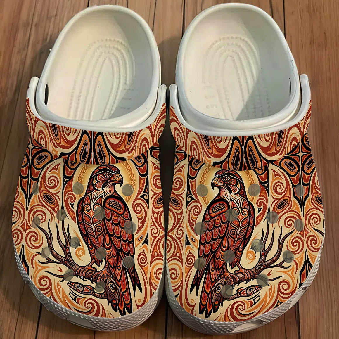 Native Hawk Art Clogs Shoes for Adults & Kids