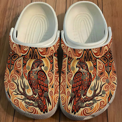 Native Hawk Art Clogs Shoes for Adults & Kids