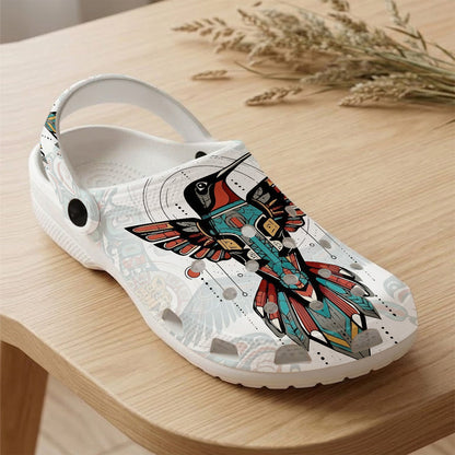 Native Hummingbird Pattern Clogs Shoes for Adults & Kids