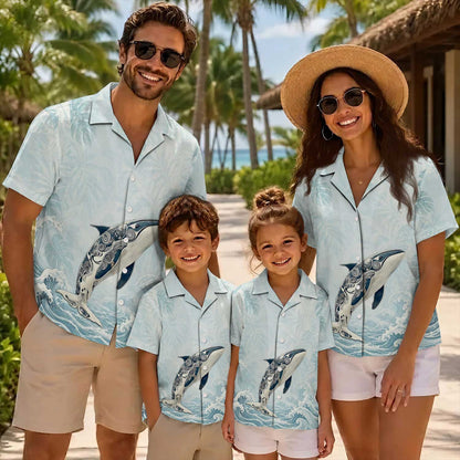 Native Orca Pattern Hawaiian Shirt for Adults & Kids