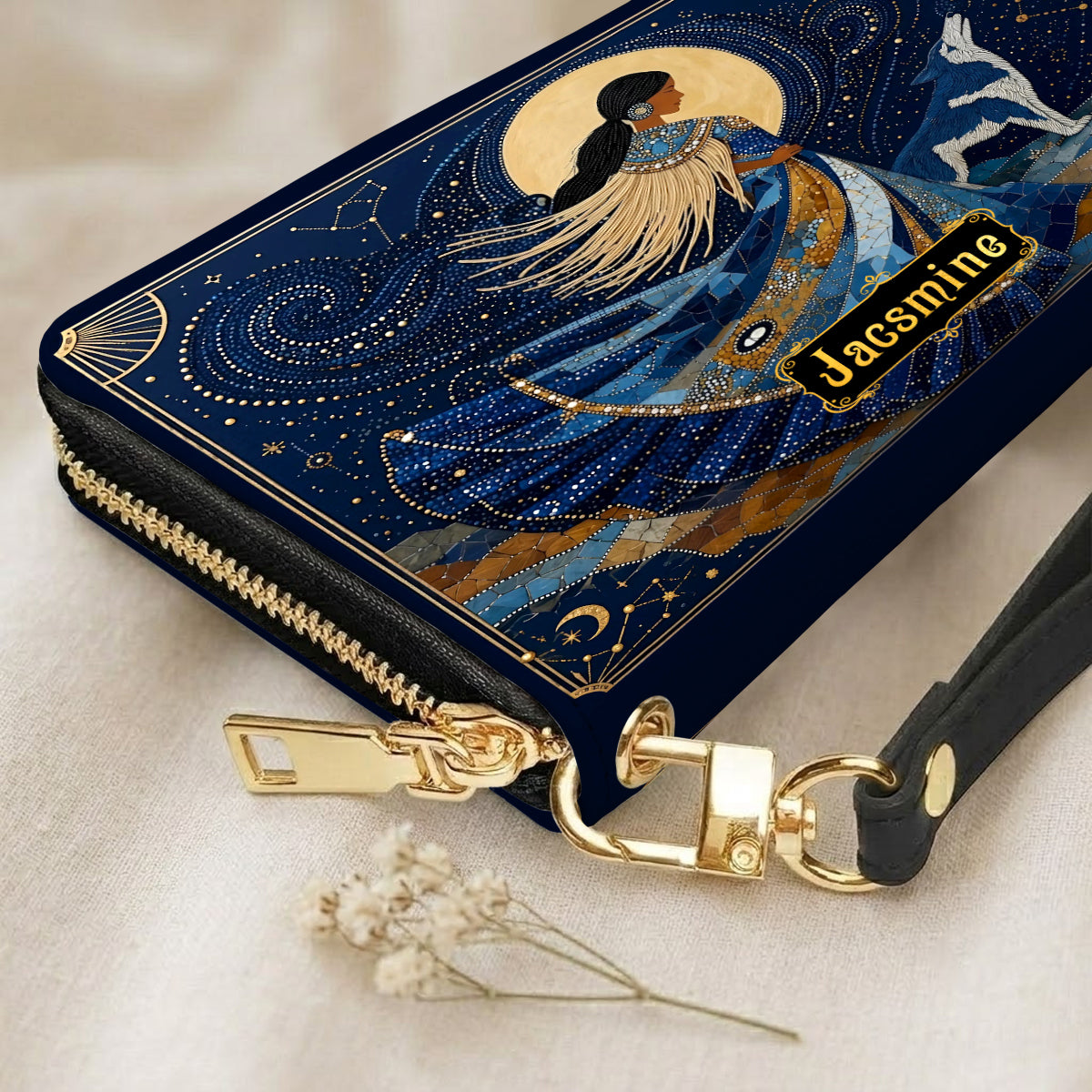 Moonlit Wolf Woman Personalized Leather Bag