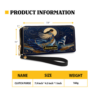 Moonlit Wolf Woman Personalized Leather Bag