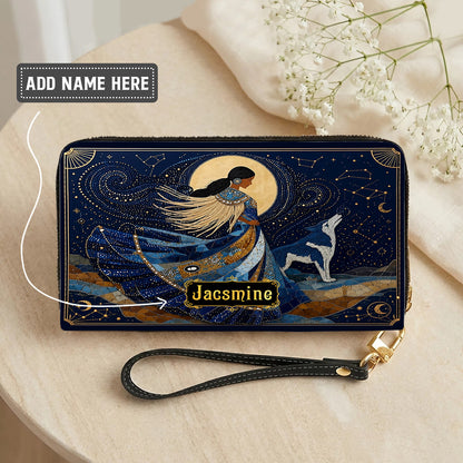 Moonlit Wolf Woman Personalized Leather Bag