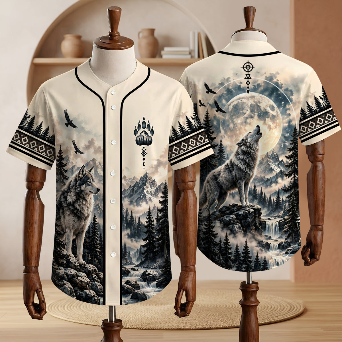Moonlight Wolf Spirit Baseball Jersey Unisex Shirt