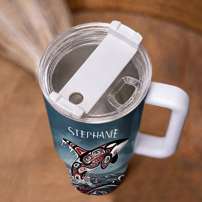Crimson Orca Rising Personalized Tumbler
